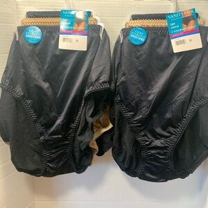 Vanity Fair Black and Tan Underslips Size5X/12 2packs of 3 total 6 pair Hi-cut